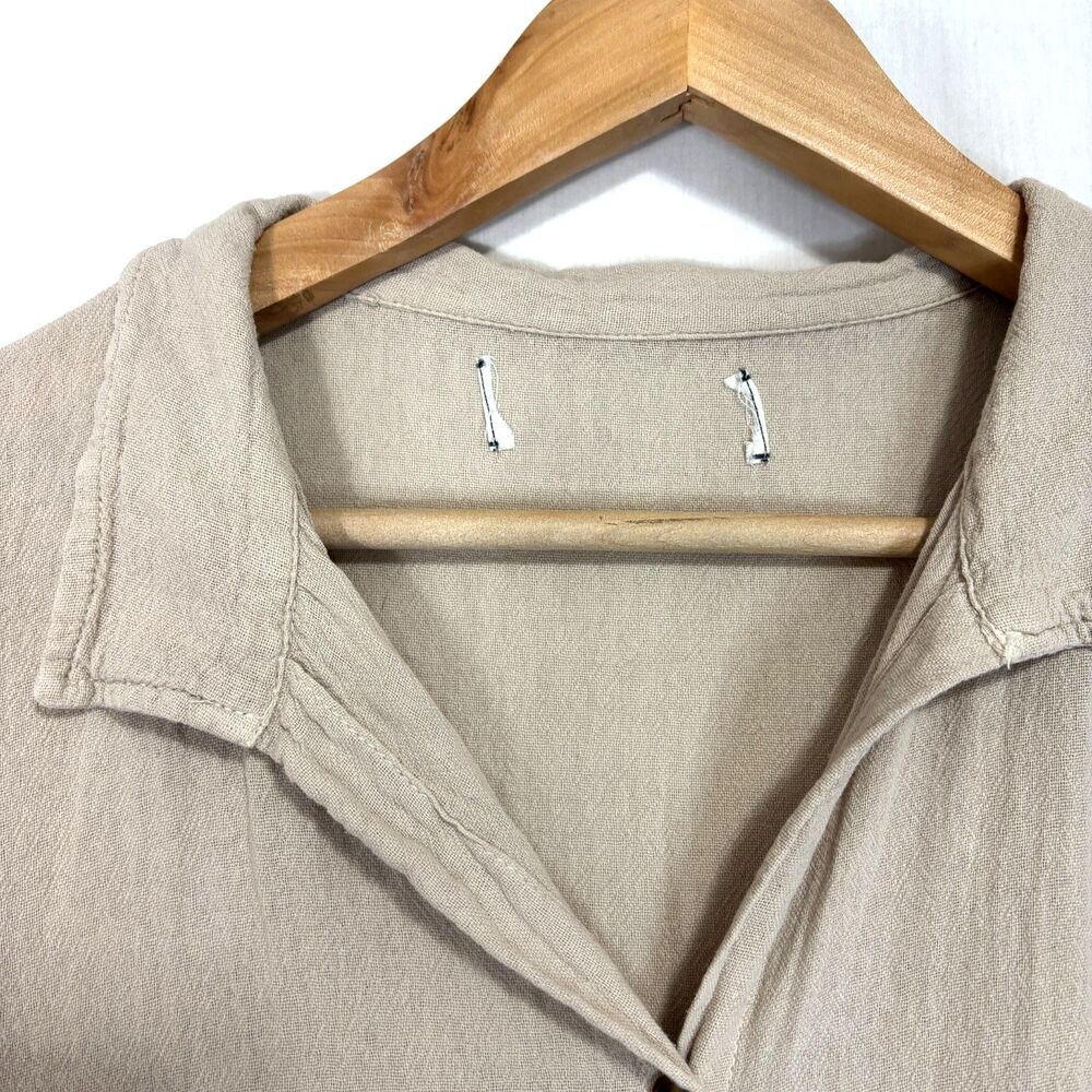 Seaspice Swim Cover Dress Sz XL Beige Button Front Peruvian Cotton Resort Wear‎ - Picture 2 of 8